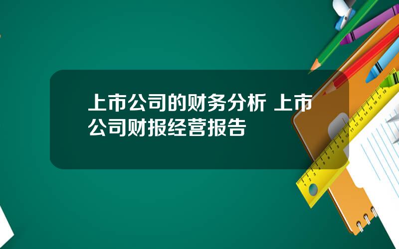 上市公司的财务分析 上市公司财报经营报告